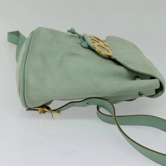 Salvatore Ferragamo Backpack Suede Peppermint Gold Auth 115402 Salvatore Ferragamo Backpack Suede Peppermint Gold Auth  main image 4
